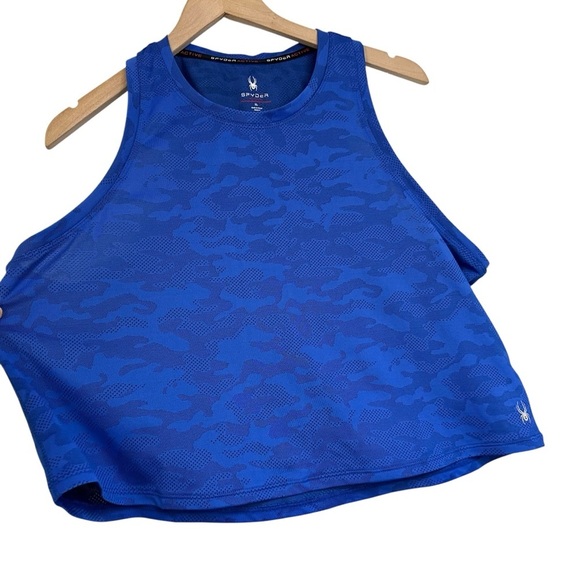 Spyder Active Womens Cropped Camo Tank Top Sz XL Blue Activewear - Picture 4 of 8